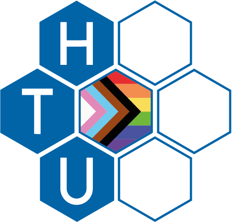 Logo des Queer-Referats (HTU Logo mit Progress Pride Flagge)