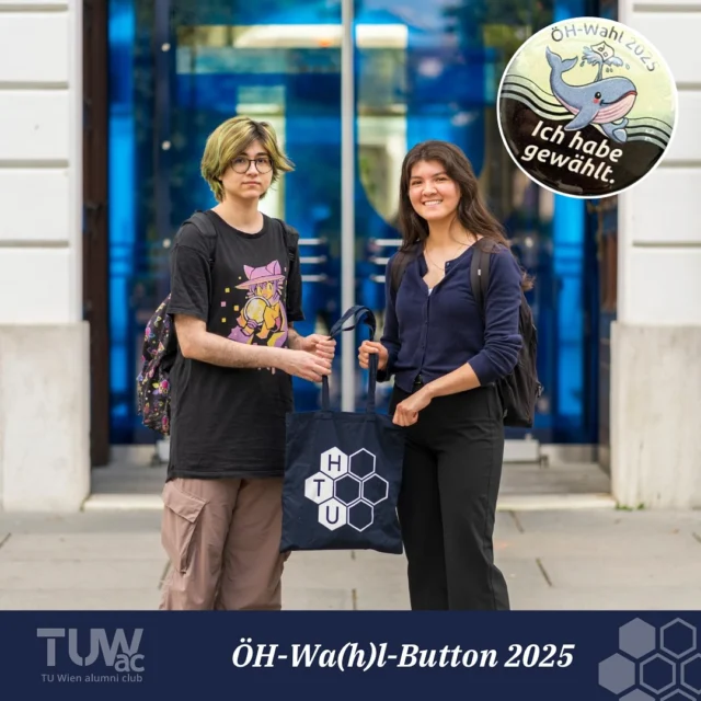 Wer hat eigentlich das diesjährige Design für die Wa(h)l-Buttons gemacht?
@life.licia hat unseren Wettbewerb gewonnen und ihr design wurde auf tausenden Buttons an alle Wähler:innen ausgeteilt. 
Dafür konnte sie eine Goodie Bag abstauben, welche die HTU Wien in Kooperation mit dem @tuwienalumniclub zusammengestellt hat. 
Vielen Dank für das tolle Design und viel Freude mit der Goodie Bag!